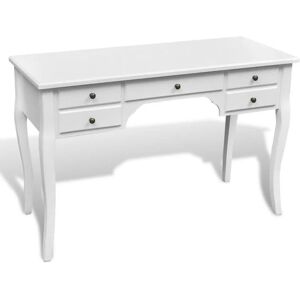 Wooden French Desk with Curved Legs and 5 Drawers VD08957 - Hommoo