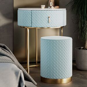 CARME HOME Ibiza Bohemia Baby Blue Velvet Dressing Table with Velvet Stool - Blue