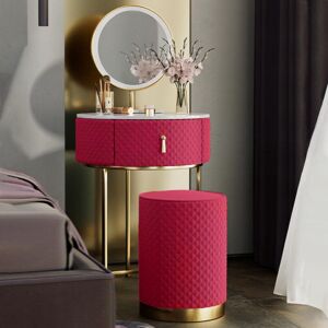 CARME HOME Ibiza Bohemia Upholstered Velvet Dressing Table with Touch led Mirror Lights Drawer Stool Vanity Table Makeup Bedroom Modern Small Dresser Furniture
