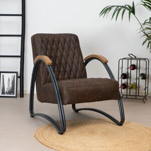 FURNWISE Industrial armchair Ivy Brown Eco-Leather - Brown