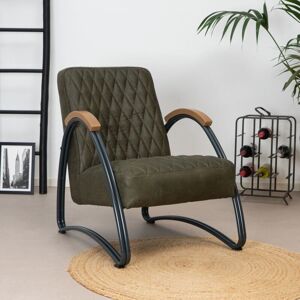 FURNWISE Industrial armchair Ivy Olive Green Eco-Leather - Green