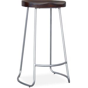 PRIVATEFLOOR Industrial Bar Stool 76 cm Aiyana - Dark wood and metal Steel Steel, Wood - Steel