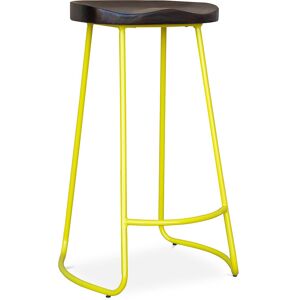 PRIVATEFLOOR Industrial Bar Stool 76 cm Aiyana - Dark wood and metal Yellow Steel, Wood - Yellow