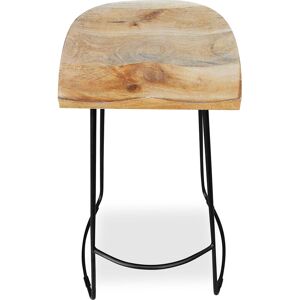 PRIVATEFLOOR Industrial Bar Stool 76 cm Yaina - wood and metal Light brown Steel, Wood - Light brown