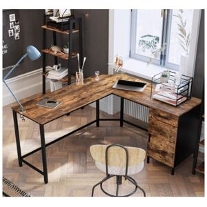 Uniquehomefurniture - Industrial Computer Desk Executive Corner Workstation Large Rustic Gaming Table