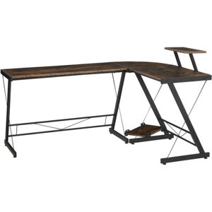 Uniquehomefurniture - Industrial Computer Desk L-Shape Corner Workstation Rustic Metal Monitor Stand