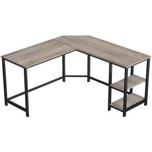 UNIQUEHOMEFURNITURE Industrial Computer Desk Vintage Corner Workstation Rustic Grey L-Shaped Table