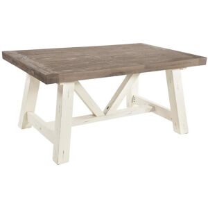 Dining Table 160cm Reclaimed Pine Rustic Finish & Cream Legs - Cream - Iqgb