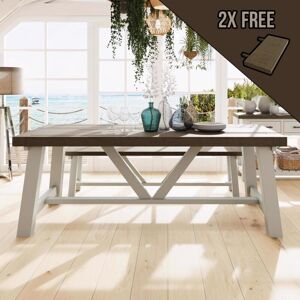 Dining Table 200cm and 2x Extention Leaves - Brown - Iqgb