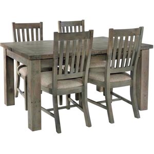 Dining Table & Chairs Set + 4 Pine Chairs Solid Pine 1.4M Extending - Brown - Iqgb