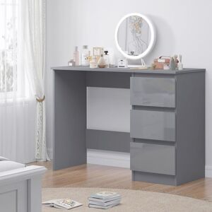 Dressing Table Grey Gloss 3 Drawers with Matt Frame - Grey Gloss - Iqgb