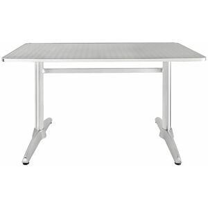 NETFURNITURE Jerica Stainless Steel Bistro Or Garden Table Double Pedestal - Silver