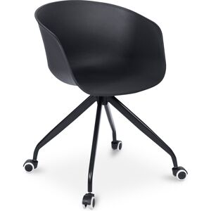 Privatefloor - Office Chair with Armrests - Desk Chair with Castors - Guy - Joan Black Metal, pp - Black