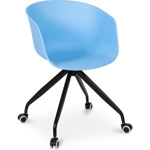 Privatefloor - Office Chair with Armrests - Desk Chair with Castors - Guy - Joan Blue Metal, pp - Blue