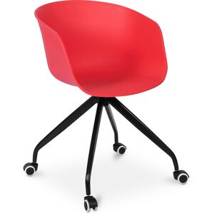 Privatefloor - Office Chair with Armrests - Desk Chair with Castors - Guy - Joan Red Metal, pp - Red