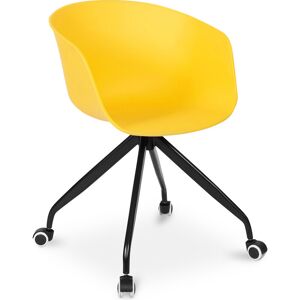 Privatefloor - Office Chair with Armrests - Desk Chair with Castors - Guy - Joan Yellow Metal, pp - Yellow