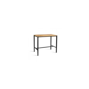 NETFURNITURE Juneau Tall Table Fixed Height Table Wooden Top Chrome Frame - Brown