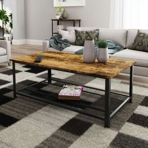 NETFURNITURE Kalat Coffee Table Rustic Wood Effect Finish. - Brown