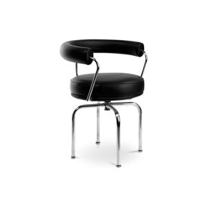 PRIVATEFLOOR Kart7 Swivel Chair - Faux Leather Black Stainless Steel, Leather, Metal, Vegan leather - Black