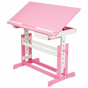 TECTAKE Writing desk with drawer - childrens desk, kids desk, girls desk - pink - pink