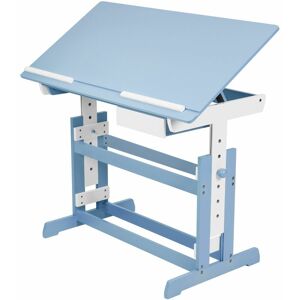 TECTAKE Writing desk with drawer - childrens desk, kids desk, girls desk - blue - blue