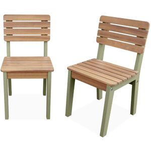 SWEEEK Set of 2 fsc acacia wood chairs for children, verdigris, indoor/outdoor - Sage Green