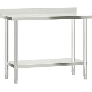 Vidaxl - Kitchen Work Table with Backsplash 110x55x93 cm Stainless Steel