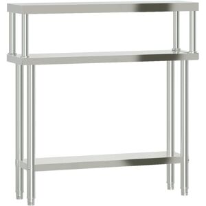 Vidaxl - Kitchen Work Table with Overshelf 110x30x120 cm Stainless Steel