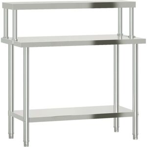 Vidaxl - Kitchen Work Table with Overshelf 110x55x120 cm Stainless Steel