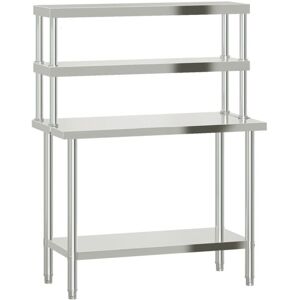 Vidaxl - Kitchen Work Table with Overshelf 110x55x150 cm Stainless Steel