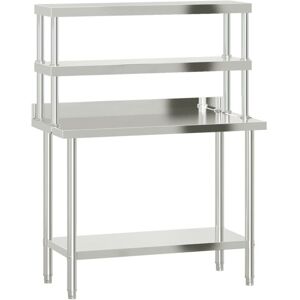 Vidaxl - Kitchen Work Table with Overshelf 110x55x150 cm Stainless Steel