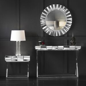 Carme Home - 3-Piece Set Knightsbridge Collection - Wall Mirror - Mirrored Console Table - Mirrored Side Table With Drawer Combo Glass Furniture