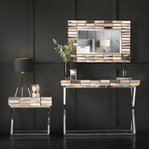 Carme Home - 3-Piece Set Knightsbridge Collection - Wall Mirror - Mirrored Console Table - Mirrored Side Table With Drawer Combo Glass Furniture