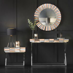 Carme Home - 3-Piece Set Knightsbridge Collection - Wall Mirror - Mirrored Console Table - Mirrored Side Table With Drawer Combo Glass Furniture