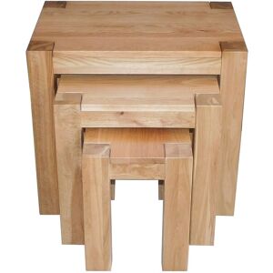 MODERN FURNITURE DIRECT Kuba Solid Oak Nest of Tables [3 Tables]