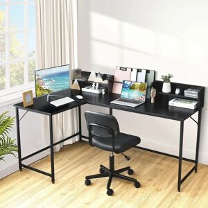 Costway - L-Shaped Corner Computer Desk Industrial pc Table Workstation Home Office Large