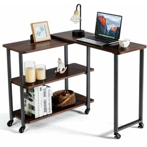 COSTWAY L-shaped Mobile 360° Rotating Corner Computer Desk Laptop Computer pc Desk Home