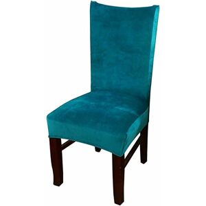 Velvet Stretch Dining Chair Covers, Washable Removable Dining Chair Covers, Set of 2, Peacock Blue - Langray