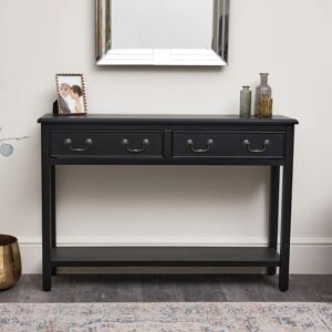 MELODY MAISON Large Black 2 Drawer Console Table - Black, brass