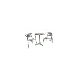 NETFURNITURE Leit61 Table Chairs Aluminium Frame Stacking Chairs In/Outdoor Use - Silver