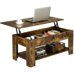 MODERNLUXE Lift Top Coffee Table with Storage and Shelf for Living room, Rustic Brown