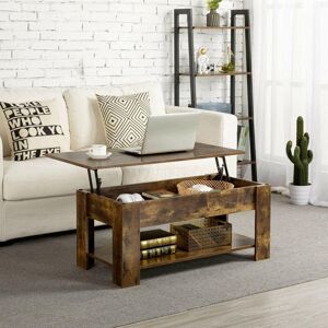 ABRIHOME Lift up Top Coffee Table with storage and shelf living room(Rustic Brown)