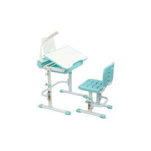 FAMIHOLLD Lifting and Lifting with Reading Frame with Light Blue Green Study Table and Chair 7047(82cm-104cm) Q915 Cold Rolled Steel Plastic 1Set - Blue Green