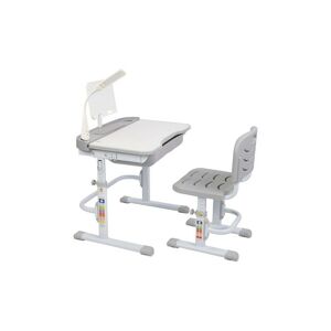 FAMIHOLLD Lifting and Lifting with Reading Frame and Light Gray Study Table and Chair 7047(82cm-104cm) Q915 Cold Rolled Steel Plastic 1Set - Gray - Gray