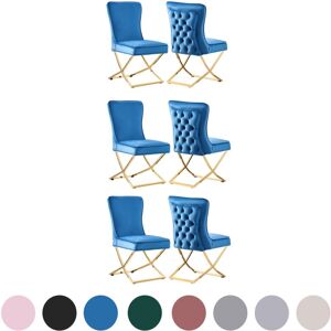 PN HOME Trafalgar Lux Velvet Dining Chair - Blue - Set of 6