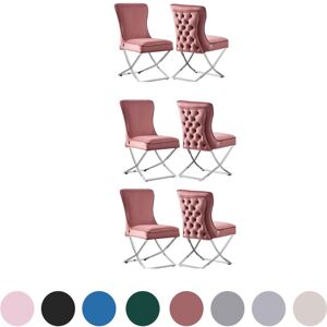 PN HOME Trafalgar Lux Velvet Dining Chair - Pink - Set of 6