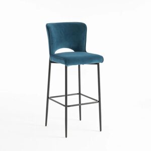 MORE4HOMES Lily velvet bar stool padded seat metal legs Blue - Blue