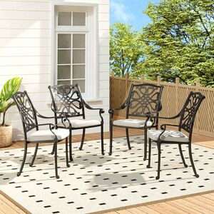 LIVINGANDHOME 4Pcs Aluminum Outdoor Patio Dining Armchair with Cushion