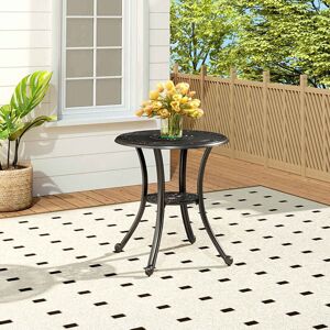 LIVINGANDHOME Cast Aluminum Patio Dining Table with Umbrella Hole