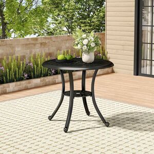 LIVINGANDHOME Cast Aluminum Patio Dining Table with Umbrella Hole